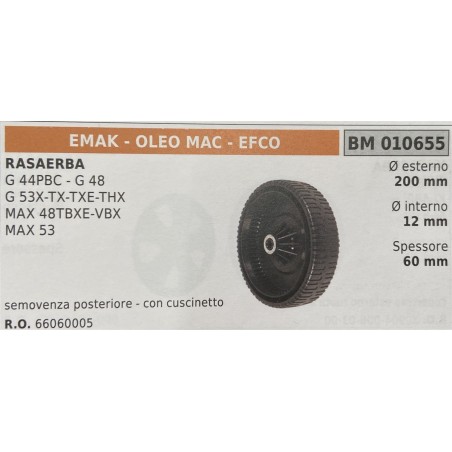 BRUMAR RUOTA RASAERBA EMAK  OLEO MAC  EFCO  RASAERBA G 44PBC  G 48 G 53XTXTXETHX MAX 48TBXEVBX MAX 53  semovenza posteriore  co