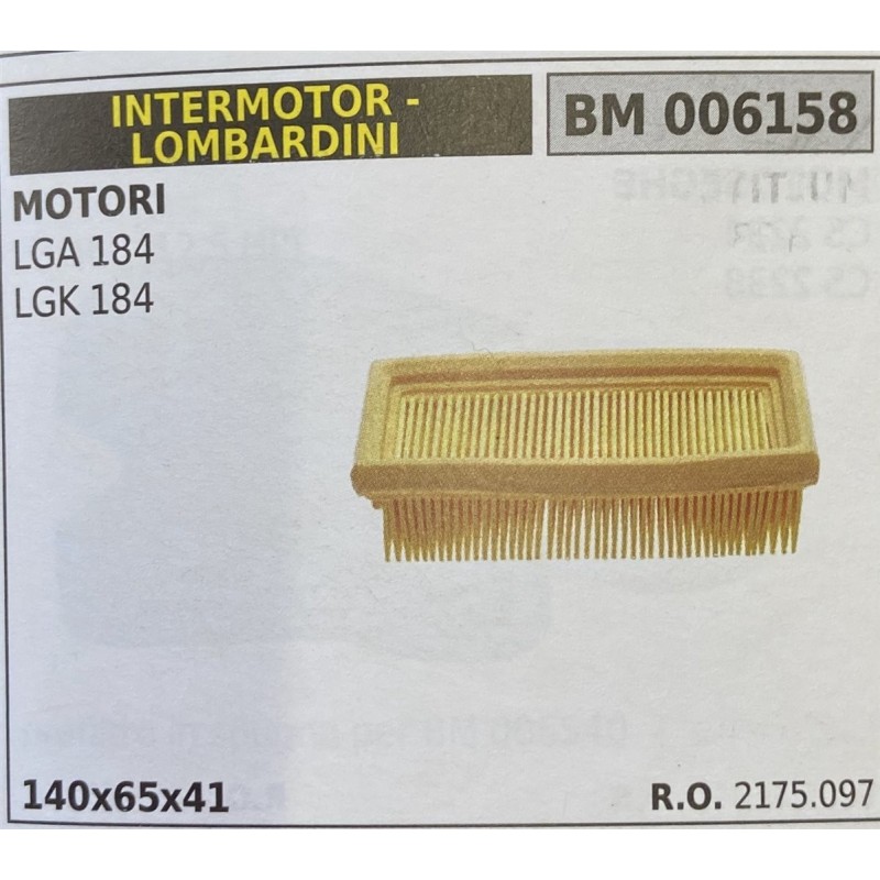 BRUMAR FILTRO INTERMOTOR  LOMBARDINI  MOTORI LGA 184 LGK 184  140x65x41 RO 2175097
