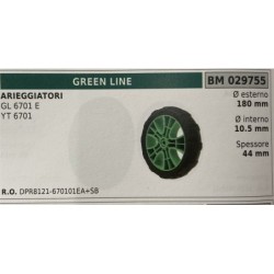 BRUMAR RUOTA RASAERBA GREEN LINE  RASAERBA GL 6701 E YT 6701  Ø esterno 180 mm Ø interno 105 mm spessore 44 mm  RO DPR812167010