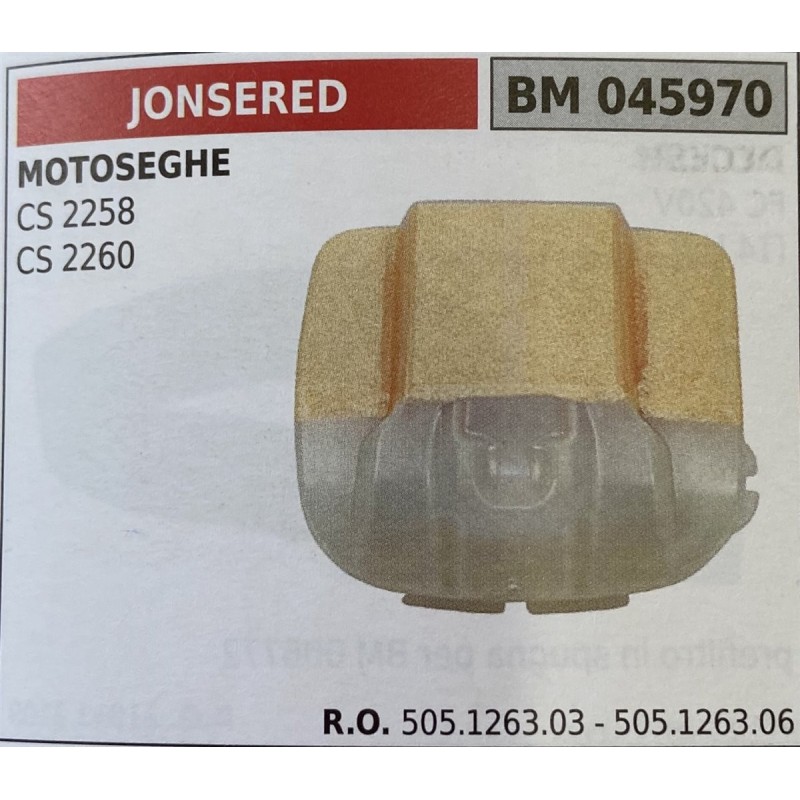 BRUMAR FILTRO JONSERED  MOTOSEGHE CS 2258 CS 2260  RO 505126303  505126306