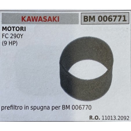 BRUMAR FILTRO KAWASAKI  MOTORI FC 290Y (9 HP)  prefiltro in spugna per BM 006770 RO 110132092
