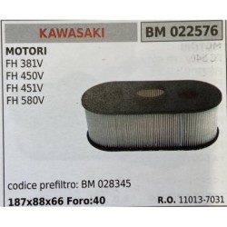 BRUMAR FILTRO KAWASAKI  MOTORI FH 381V FH 430V FH 480V FH 541V FH 580V  codice prefiltro BM 028345 187x88x66 foro40 RO 11013703
