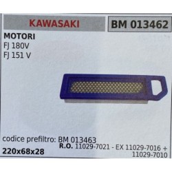 BRUMAR FILTRO KAWASAKI  MOTORI FJ 180V FJ 151 V  codice prefiltro BM 013463 220x68x28 RO 110297021  EX 110297016 + 110297010