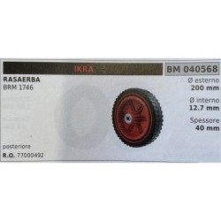 BRUMAR RUOTA RASAERBA IKRA  RASAERBA BRM 1746  posteriore Ø esterno 200 mm Ø interno 127 mm spessore 40 mm  RO 77000492