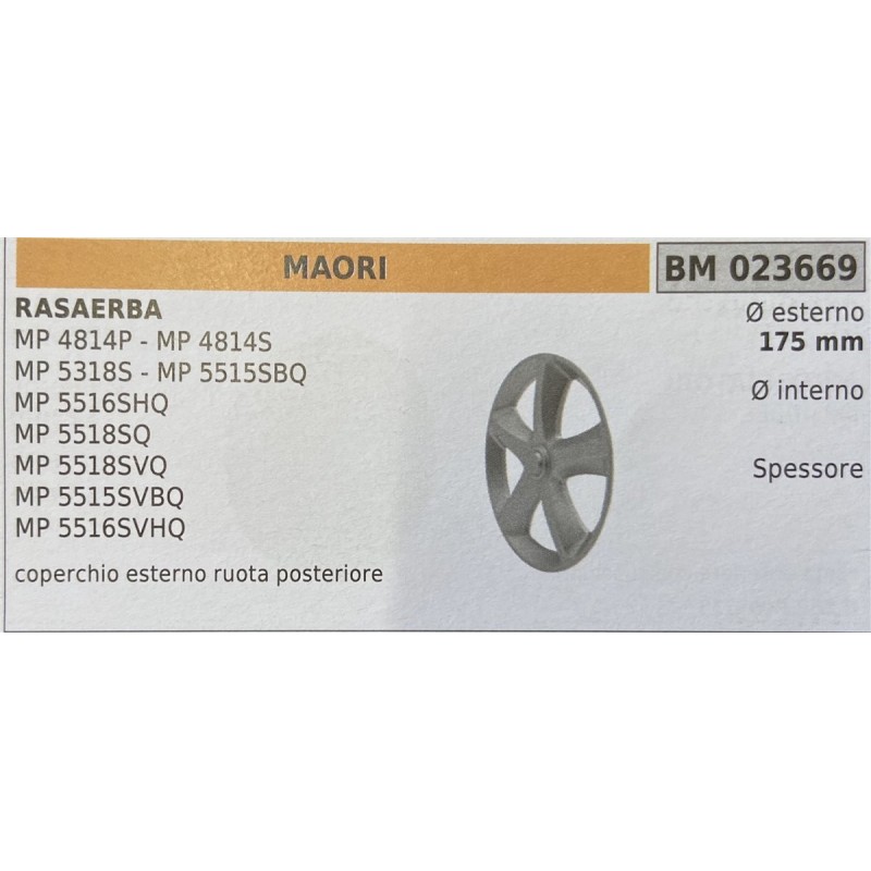 BRUMAR RUOTA RASAERBA MAORI  RASAERBA MP 4814P  MP 4814S MP 5318S  MP 5515SBQ MP 5516SHQ MP 5518SQ MP 5518SVQ MP 5515SVBQ MP 55