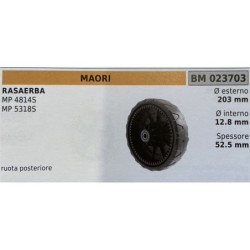 BRUMAR RUOTA RASAERBA MAORI  RASAERBA MP 4814S MP 5318S  ruota posteriore  Ø esterno 203 mm Ø interno 128 mm spessore 525 mm  R