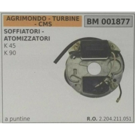 BOBINA BRUMAR A PUNTINE AGRIMONDO  TURBINE CMS  SOFFIATORIATOMIZZATORI K45 K90