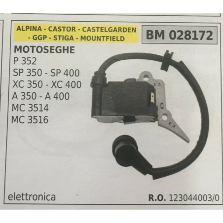 BOBINA BRUMAR ELETTRONICA ALPINA  CASTOR  CASTELGARDEN  GGP  STIGA  MOUNTFIELD MOTOSEGHE P 352  SP 350  SP 400  XC 350  XC 400
