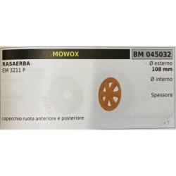 BRUMAR RUOTA RASAERBA MOWOX  RASAERBA EM 3211 P  coperchio ruota anteriore e posteriore Ø esterno 108 mm Ø interno  spessore