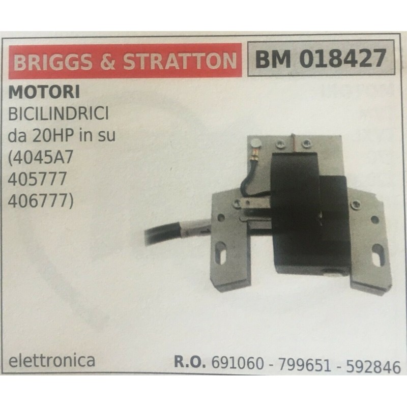 BOBINA BRUMAR ELETTRONICA BRIGGS & STRATTON MOTORI BICILINDRIC da 20HP in su (4045A7  405777  406777)