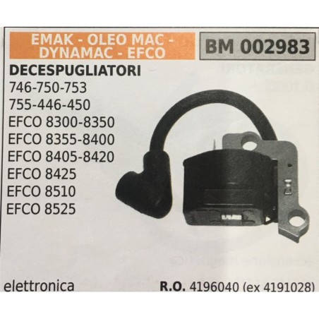 BOBINA BRUMAR ELETTRONICA EMAK  OLEO MAC  DYNAMAC  EFCO DECESPUGLIATORI 746750753 755446450 EFCO 83008350 EFCO 83558400 EFCO 84