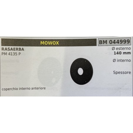 BRUMAR RUOTA RASAERBA MOWOX  RASAERBA PM 4135 P  coperchio interno anteriore Ø esterno 140 mm Ø interno  spessore   RO