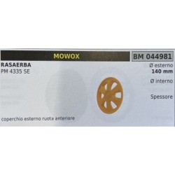 BRUMAR RUOTA RASAERBA MOWOX  RASAERBA PM 4335 SE  coperchio esterno ruota anteriore Ø esterno 140 mm Ø interno  spessore   RO