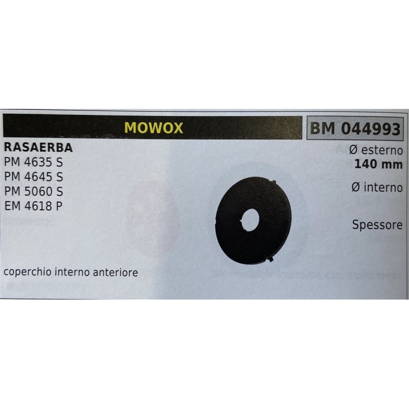 BRUMAR RUOTA RASAERBA MOWOX  RASAERBA PM 4635 S  PM 5060 S PM 4645 S EM 4618 P  coperchio interno anteriore Ø esterno 140 mm Ø