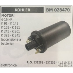 BOBINA BRUMAR ELETTRONICA KOHLER MOTORI 616 HP K 91  K 141 K 161  K 181 K 241  K 301 K 321  K 341 (accensione a batteria)