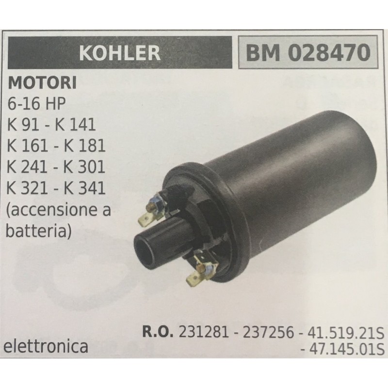 BOBINA BRUMAR ELETTRONICA KOHLER MOTORI 616 HP K 91  K 141 K 161  K 181 K 241  K 301 K 321  K 341 (accensione a batteria)